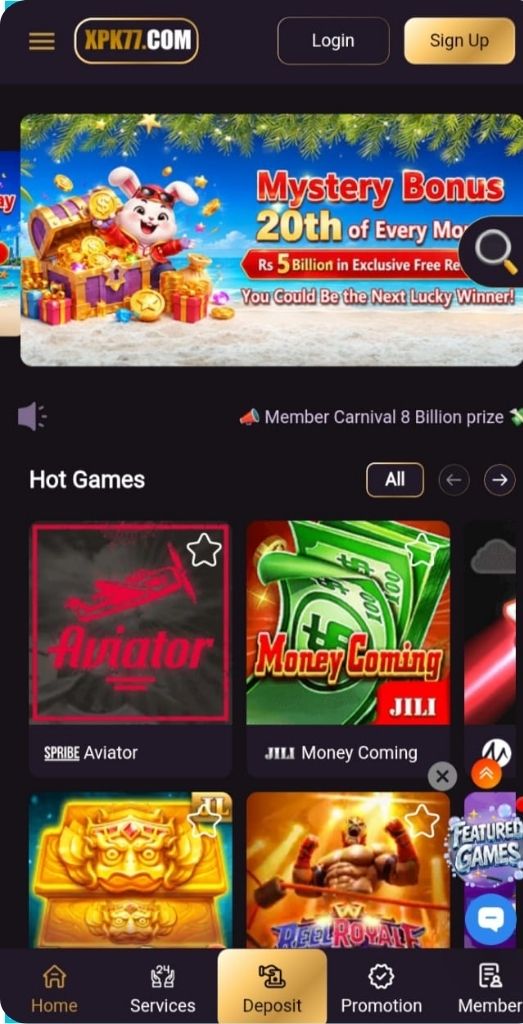 XPK77 Game Latest Interface and Gaming Library